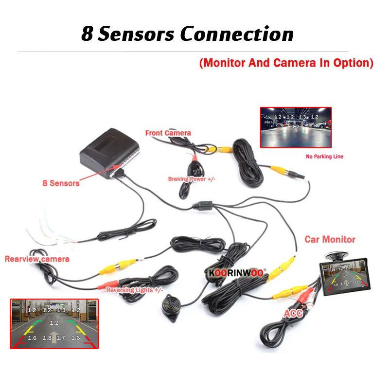 Sensori di parcheggio elettrom - Car Parking Sensor 8 Sensor Front Rear recensione e prezzo